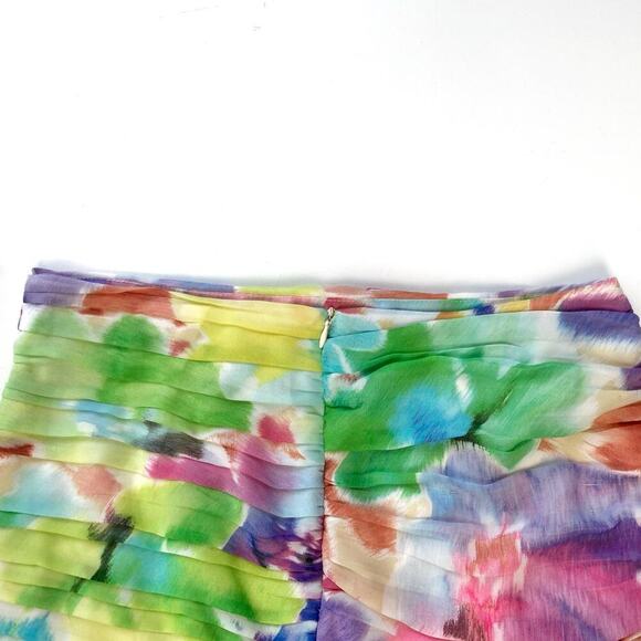 Zara Pastel Watercolor Ruffle Mini Skirt Size M Floral Abstract Painterly Summer - Picture 16 of 16